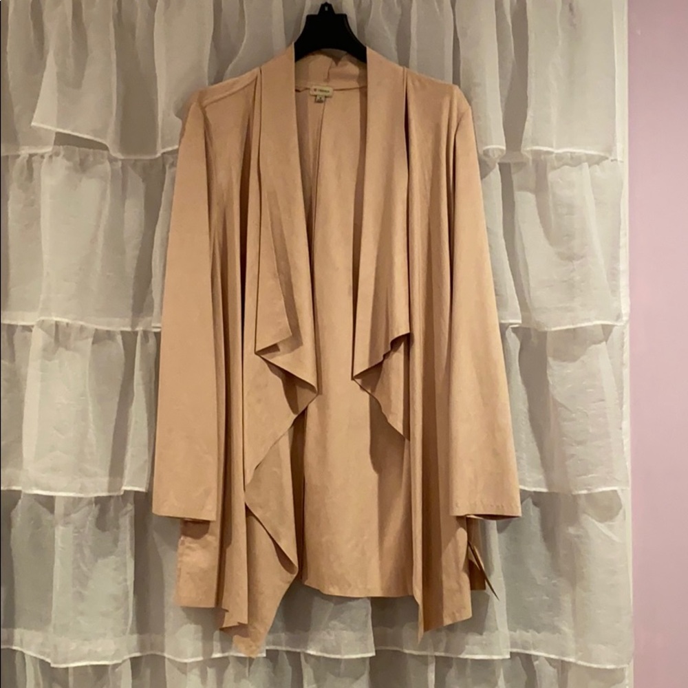 Faux Suede Sand Cardigan/Topper